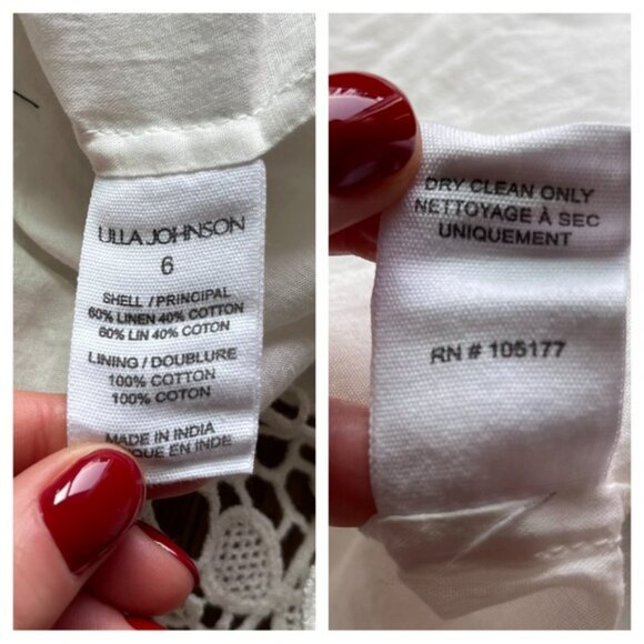 Ulla Johnson Savannah crochet trim halterneck mini dress cotton linen Lace Sz 6 - Picture 15 of 16